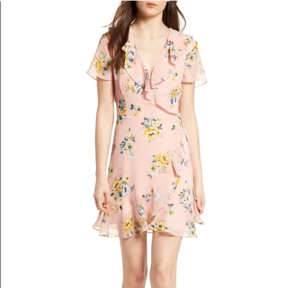 Lush Floral Pink Wrap Dress